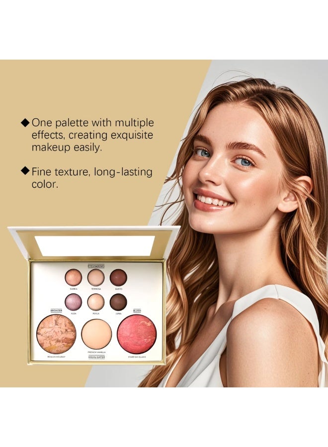 MiMi & BeiBei Multifunctional Makeup Palette with Eyeshadows Bronzer Blush & Highlighter, Makeup Face Palette with Different Colors - Image 3